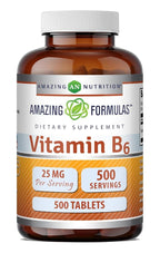 Amazing Nutrition Vitamin B6 Pyridoxine 25 mg - 500 Tablets