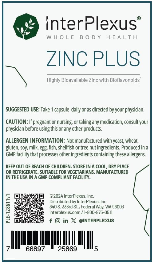 InterPlexus Zinc Plus Immune Support - 60 Capsules - image 4