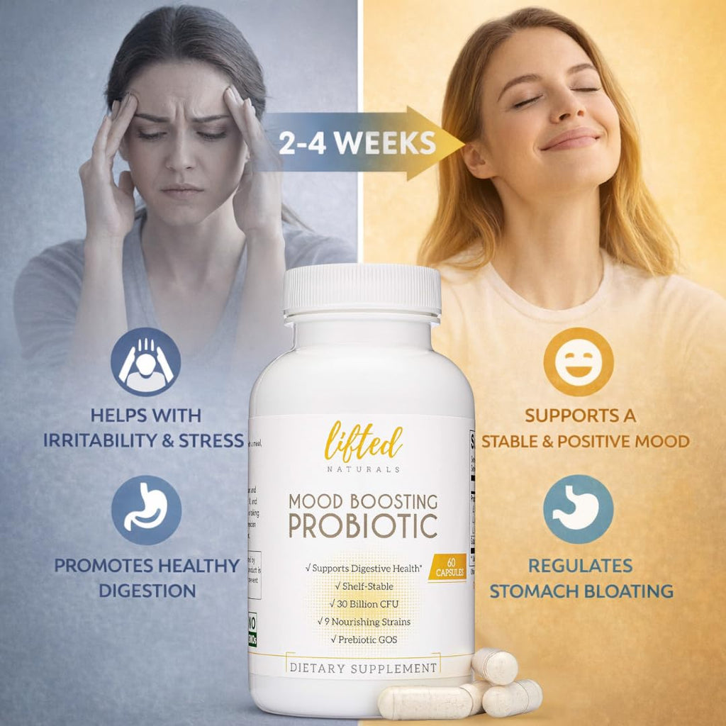 Lifted Naturals Mood Boosting Probiotic 30 Billion CFU - 60 Capsules - image 2
