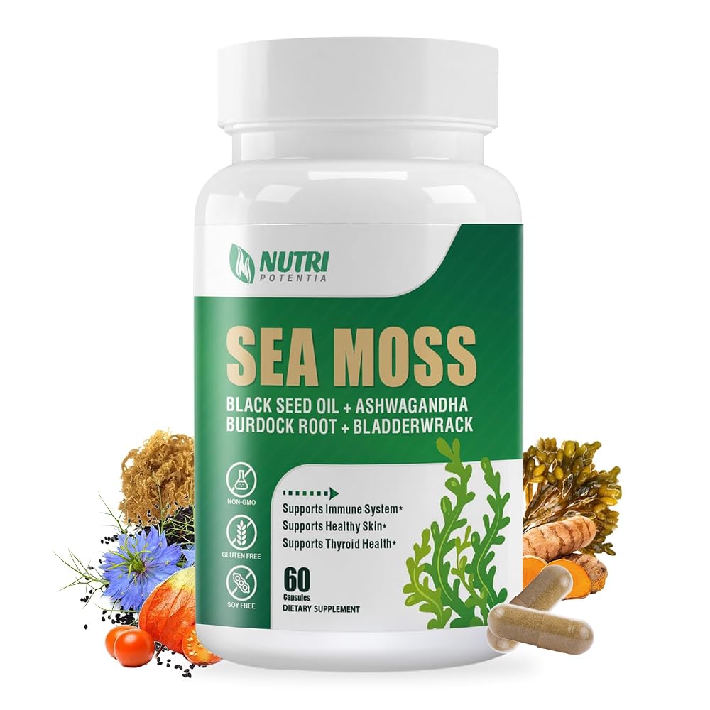 NUTRI POTENTIA Sea Moss Capsules with Ashwagandha - 60 Capsules