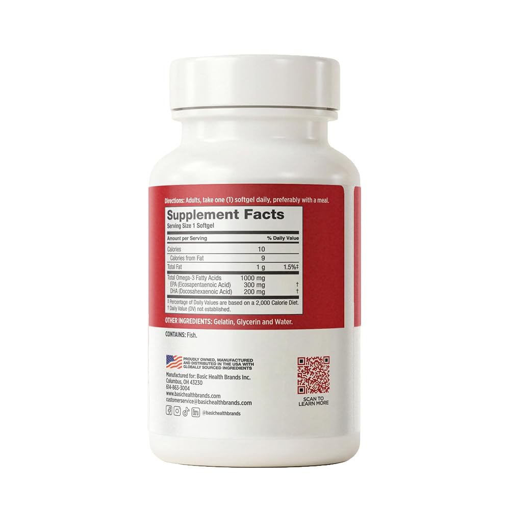 Basic Brands Super Smart Heart Omega Triple Strength 1000 mg - 90 Softgels - image 8