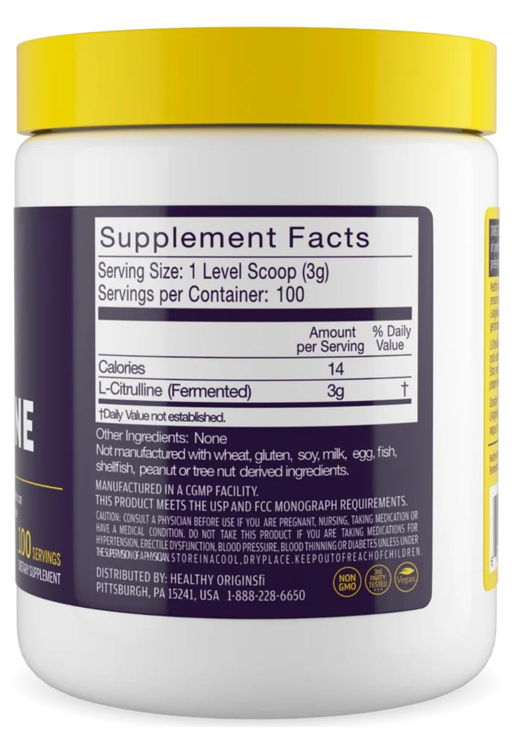 Healthy Origins L-Citrulline Powder 3000 mg - 300g - image 2
