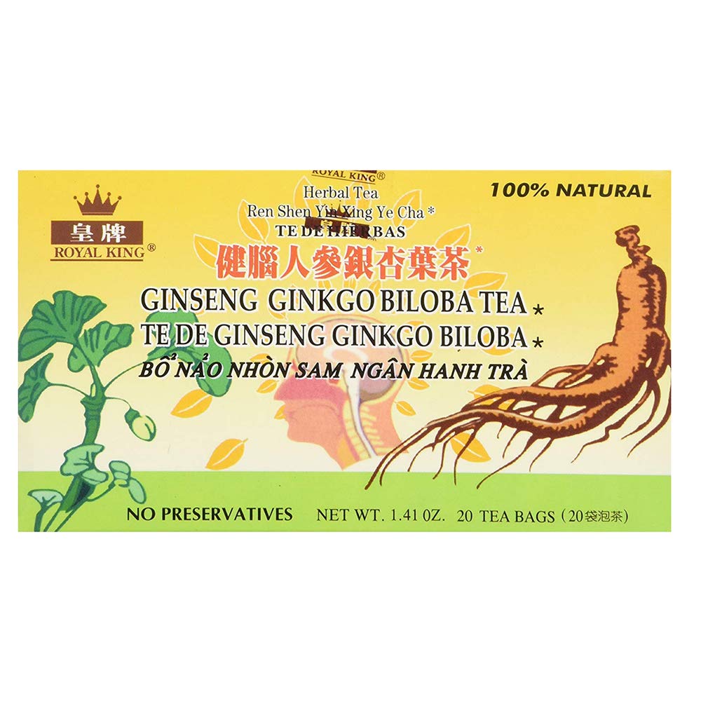 Royal King Ginseng Ginkgo Biloba Tea - 60 Tea Bags (3 Pack)