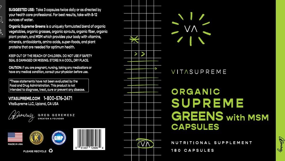 VITASUPREME Organic Super Greens Superfood Capsules - 540 Count - image 3