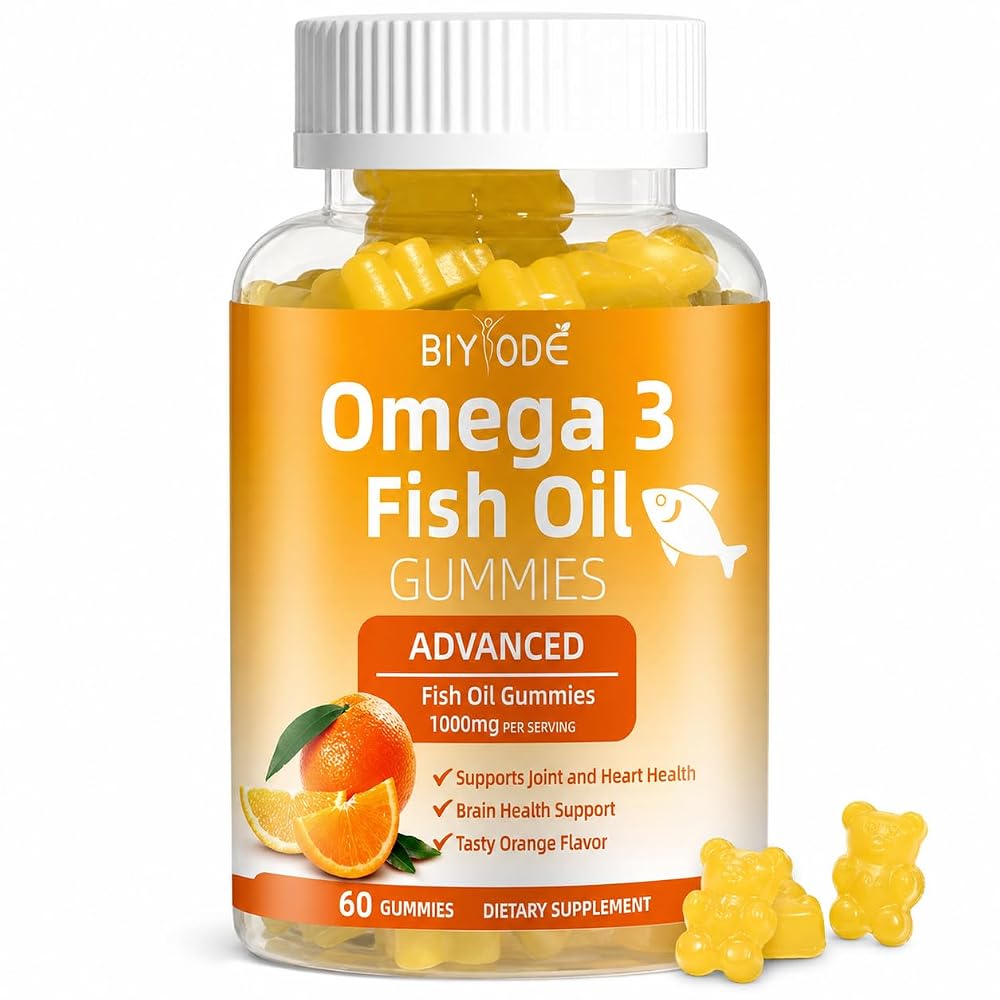 BIYODE Omega-3 Fish Oil 1000mg Gummies Heart & Brain Support - 60 Gummies