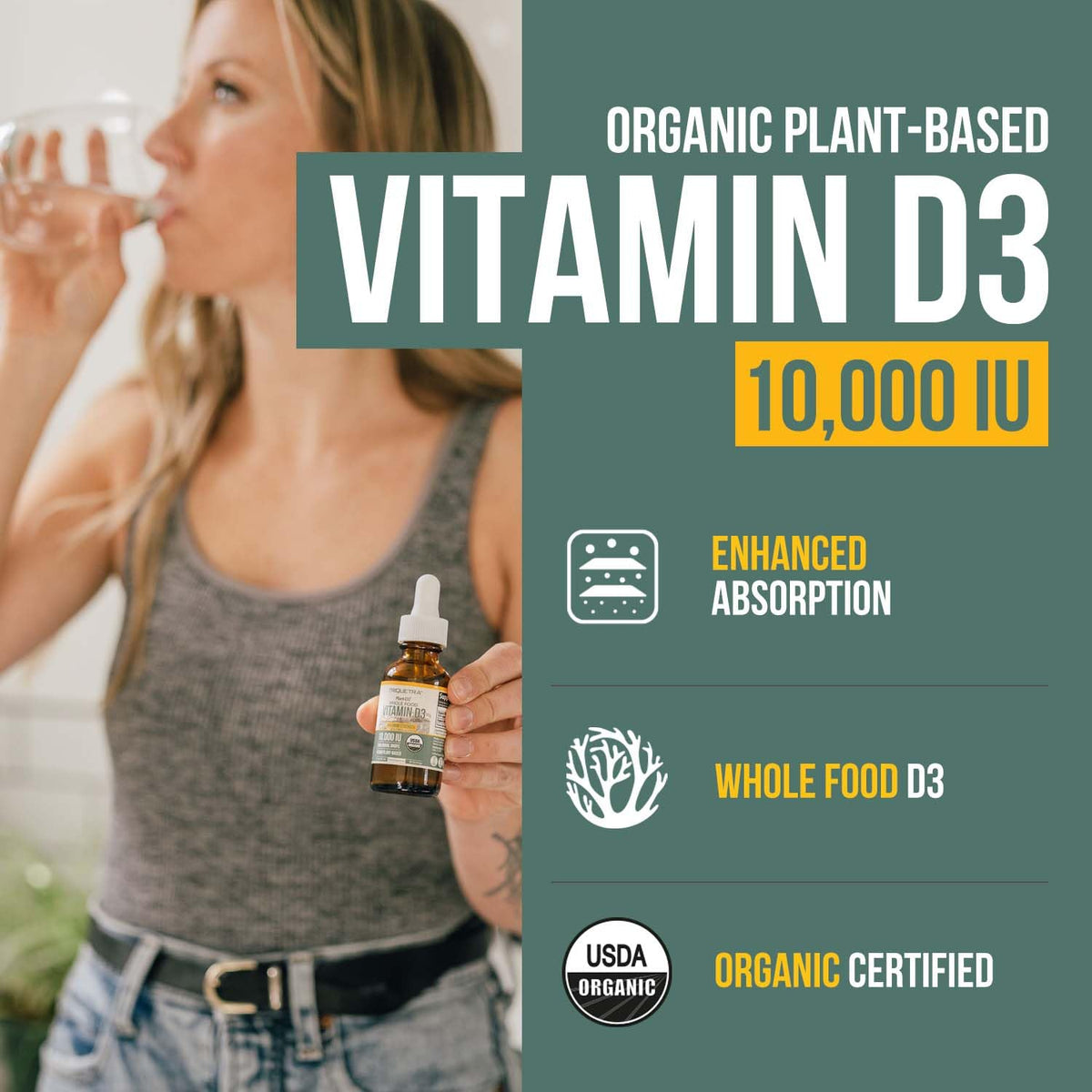 Triquetra Health Organic Vitamin D3 10,000 IU Liquid Drops - 1 Fl Oz - image 2
