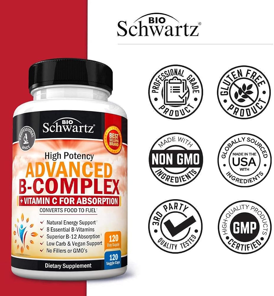 BioSchwartz Vitamin B Complex with Vitamin C - 120 Capsules - image 4