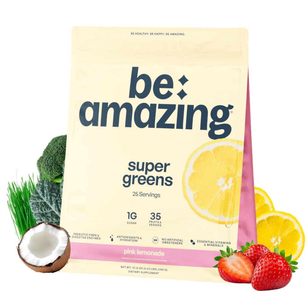 BE Amazing Super Greens Powder Pink Lemonade - 25 Servings