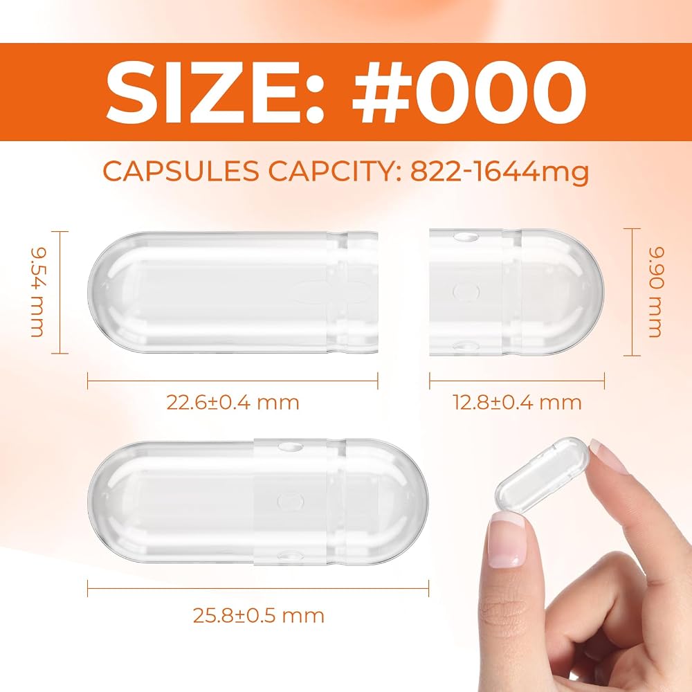 Angtai JN Empty Gelatin Capsules Size 000 - 1,000 Count - image 2