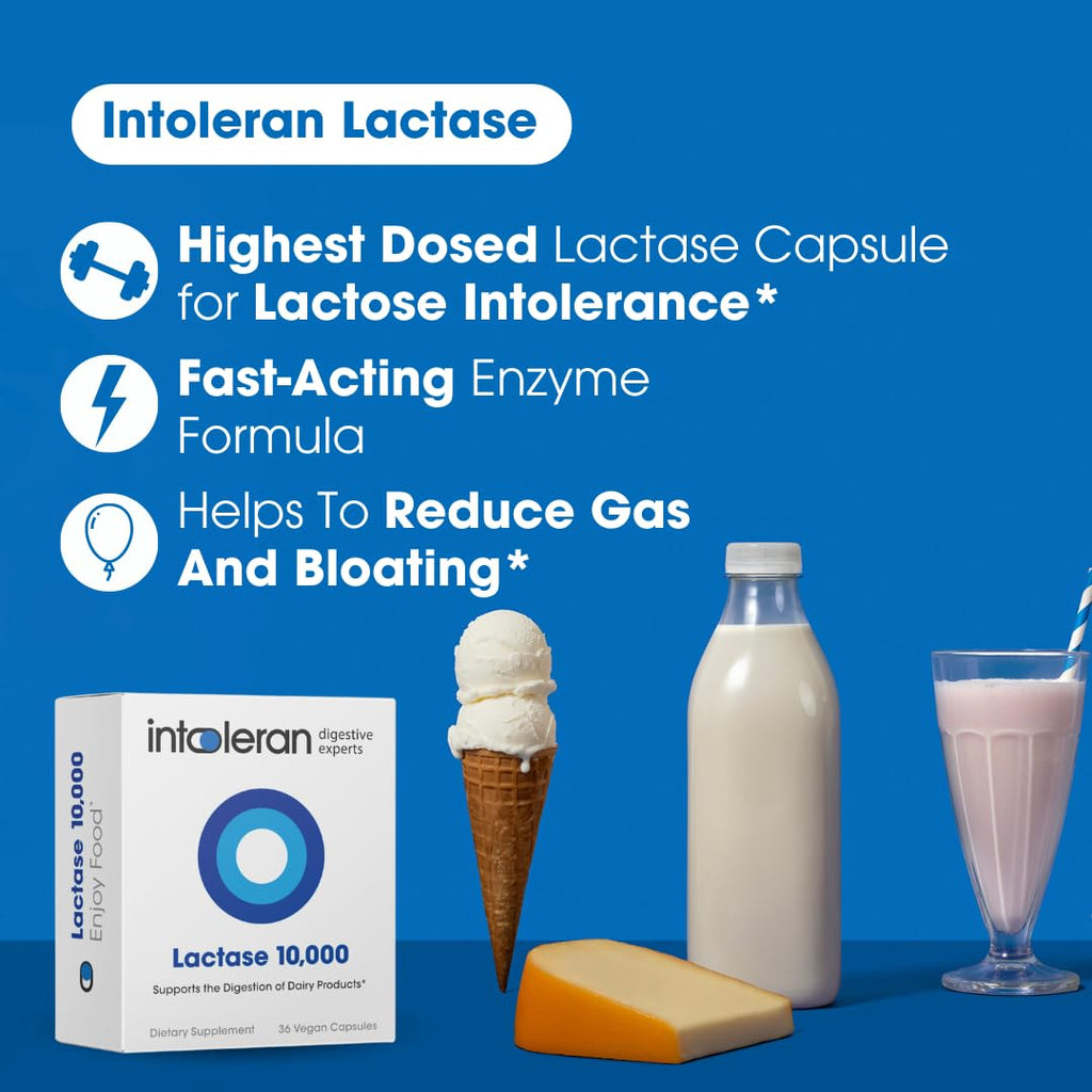 Intoleran Lactase 10,000 Digestive Enzymes - 36 Capsules - image 3