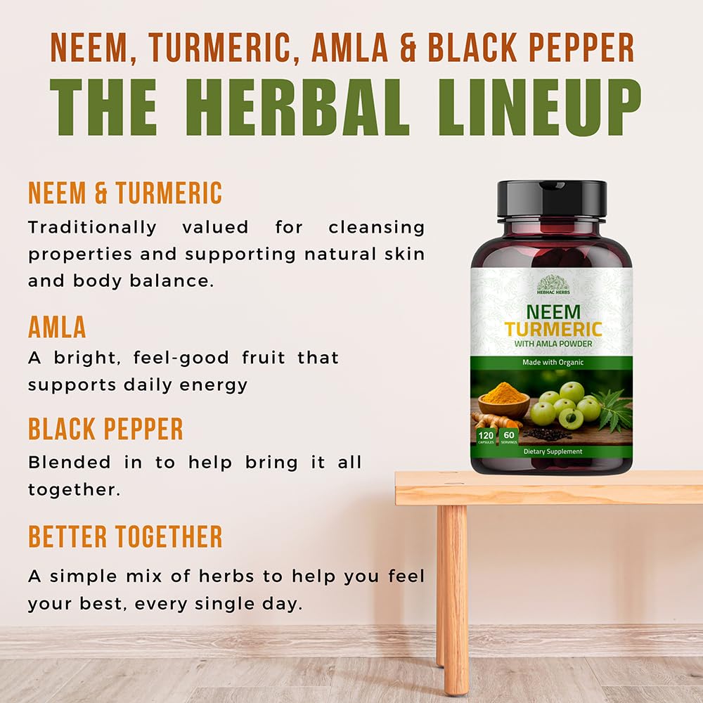 Hebhac Herbs Neem Turmeric Capsules with Amla & Black Pepper - image 5