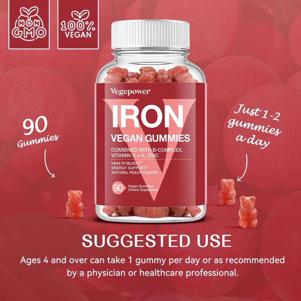 VEGEPOWER Vegan Iron Supplement Gummies - with Vitamin C