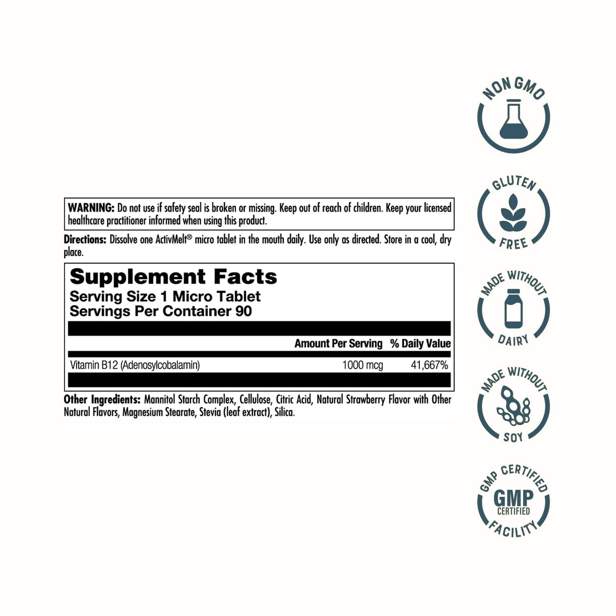 KAL Vitamin B12 1000 mcg Adenosylcobalamin - 90 Tablets - image 2