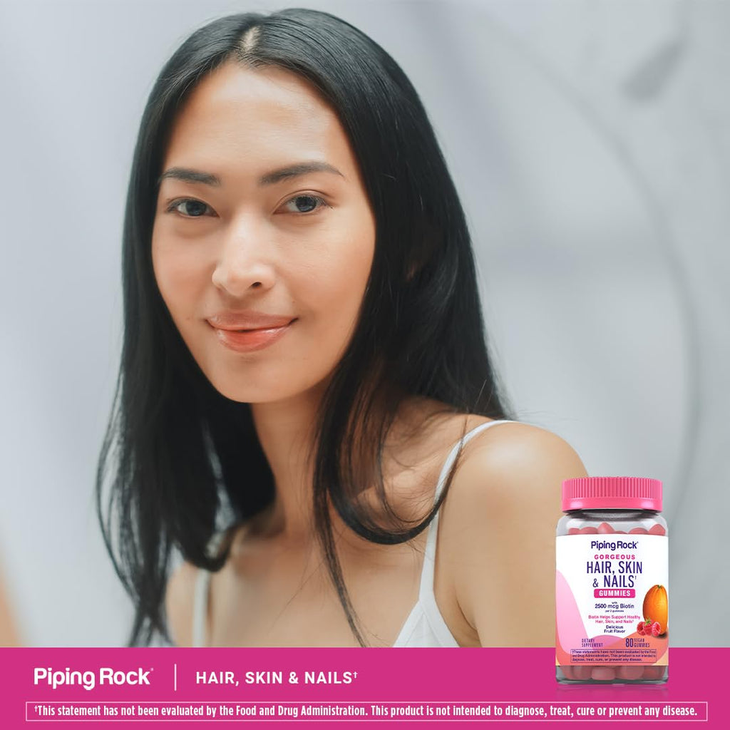 Piping Rock Hair Skin and Nails Vitamins with Biotin - 80 Gummies - image 6