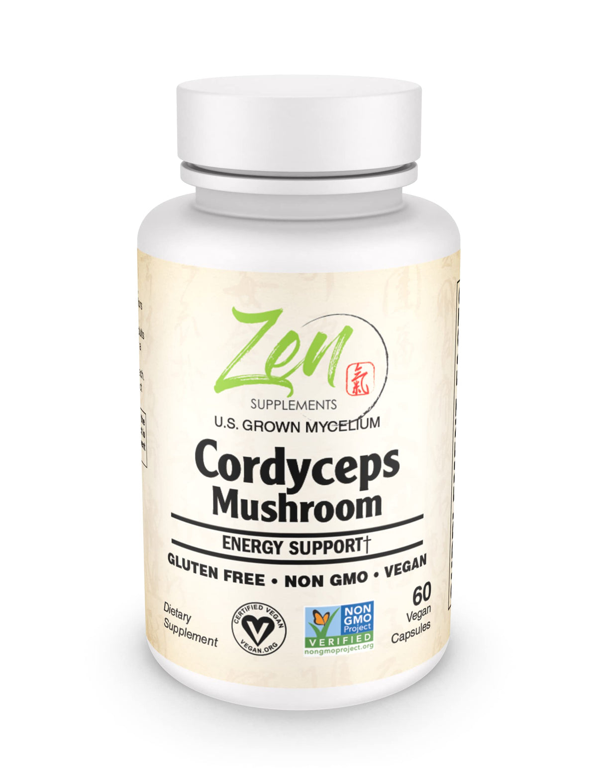 Zen Supplements Cordyceps Mushroom Supplement - 60 Vegetarian Capsules