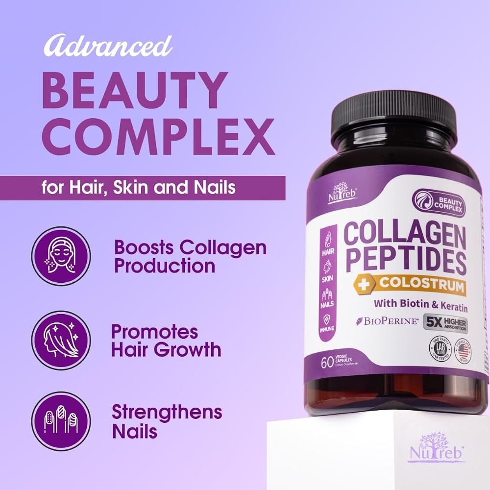 Nutreb Hydrolyzed Multi Collagen Peptides with Colostrum - 60 Capsules - image 2