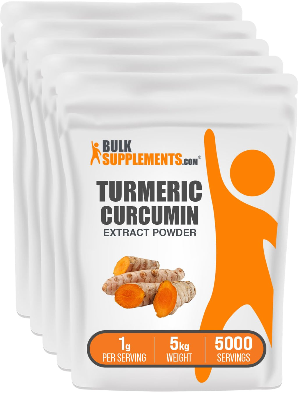 BulkSupplements Turmeric Extract Powder - 1kg (Pack of 5)