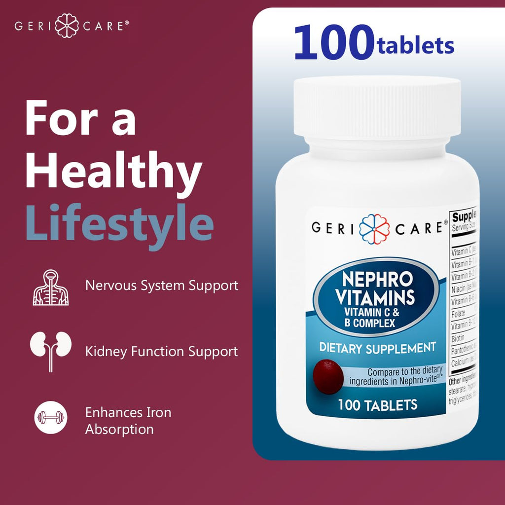 GeriCare Nephro Vitamin C & B Complex Tablets - 100 Count - image 2