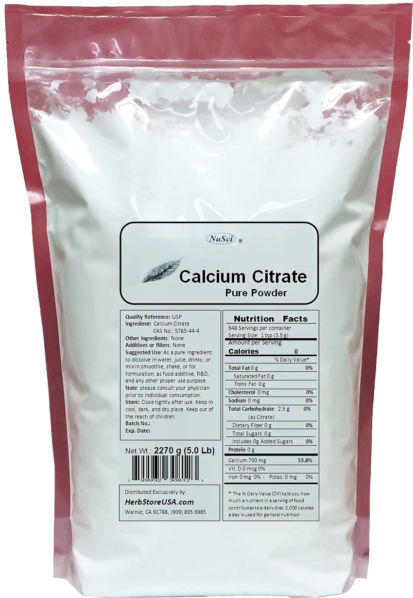 NuSci Calcium Citrate Powder Pure Bio-Available Form Calcium
