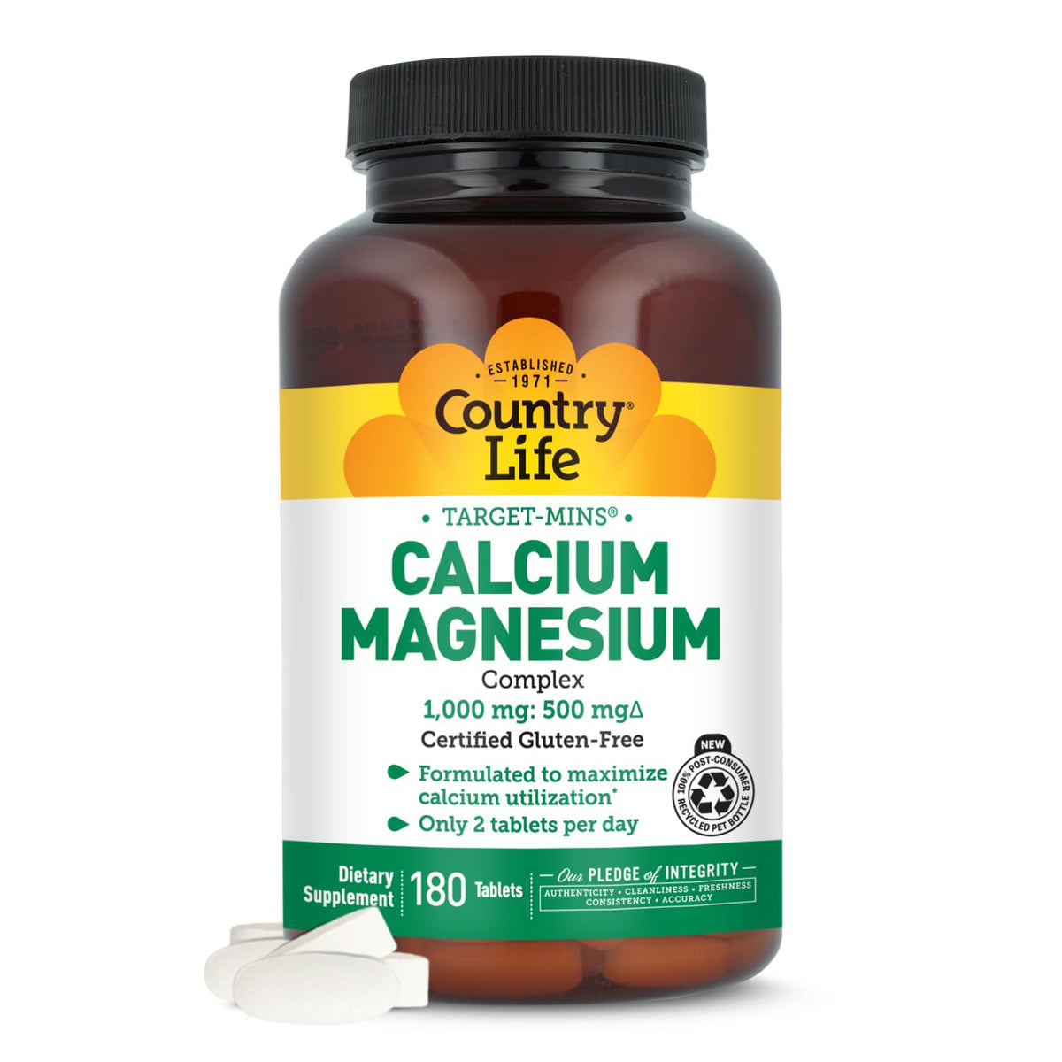 Country Life Target-Mins Calcium Magnesium 1000mg/500mg - 180 Tablets