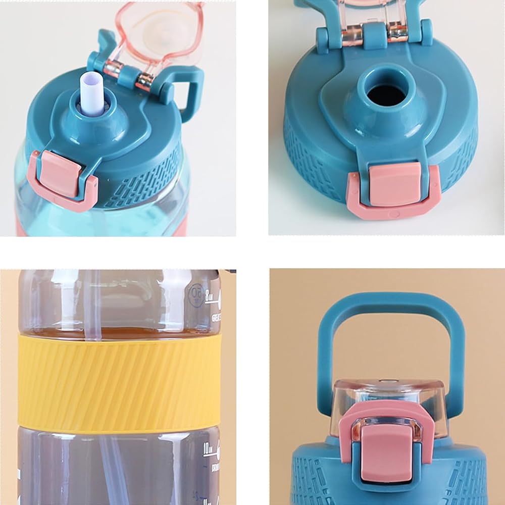 Generic 1500ml Gym Water Bottle with Straw & Scale