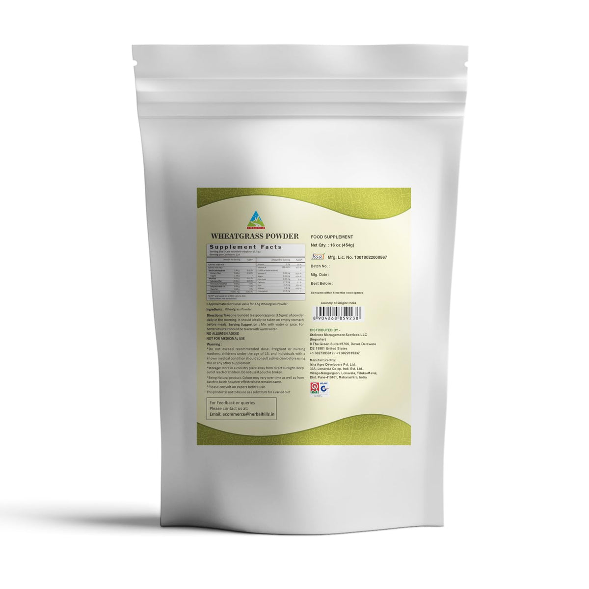 HERBAL HILLS Wheatgrass Powder - 16 oz - image 2