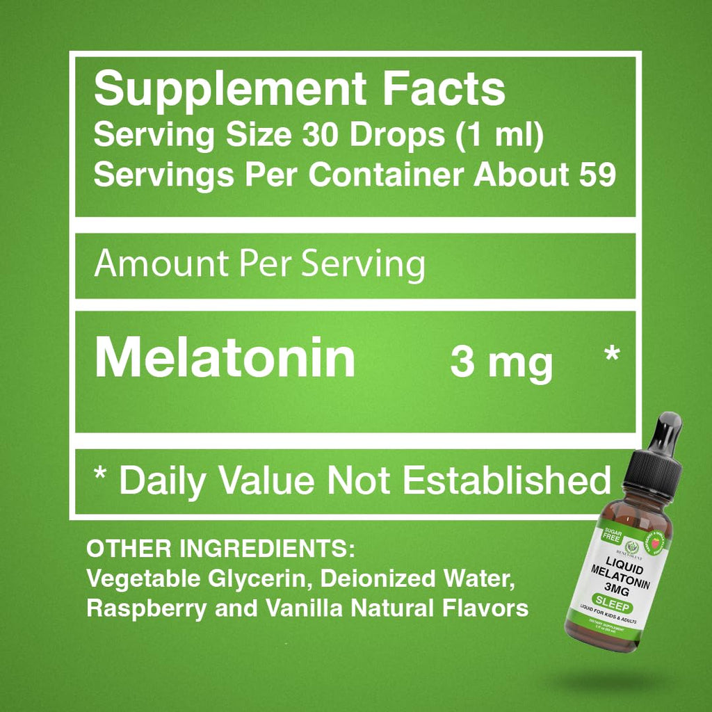 Benevolent Nourishment Liquid Melatonin Drops 3mg Sleep Support - 2 Fl Oz - image 5