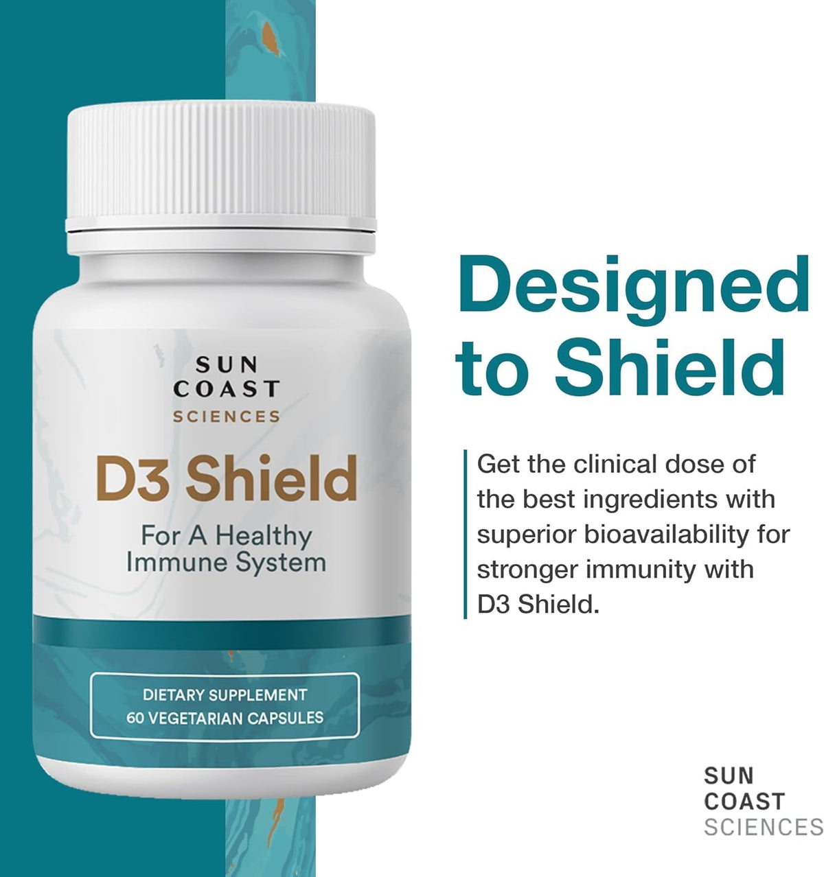 Sun Coast Sciences D3 Shield Vitamin D3 5000 IU - 60 Vegetarian Capsules - image 3