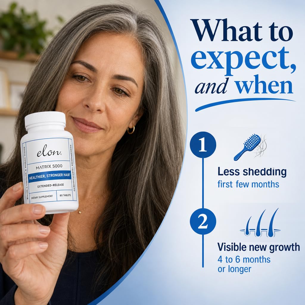 Elon Matrix 5000 Biotin 5000mcg Hair Growth Vitamins - 60 Tablets - image 5