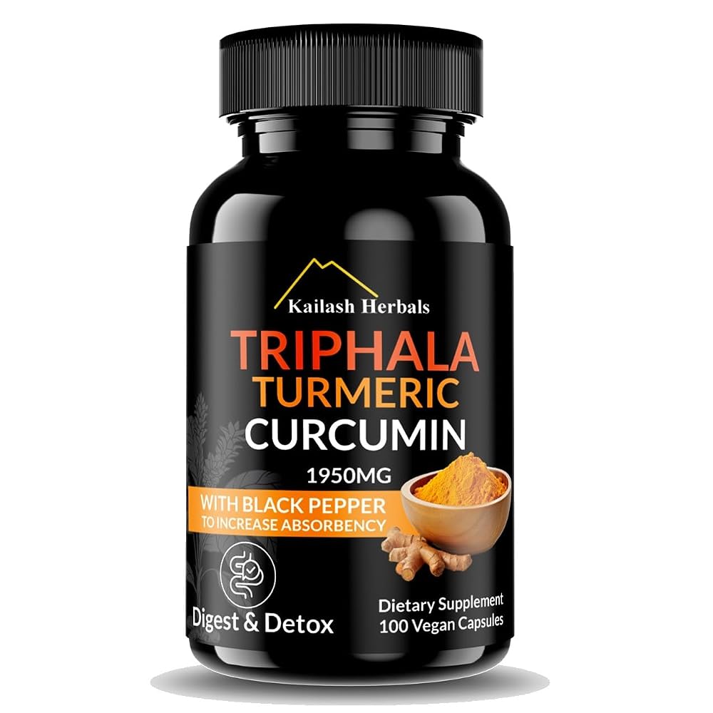 Kailash Herbals Triphala Turmeric Curcumin 1950mg - 100 Vegan Capsules