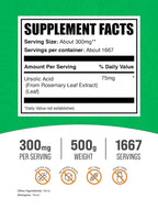 BulkSupplements Ursolic Acid Powder from Rosemary - 500g - image 2