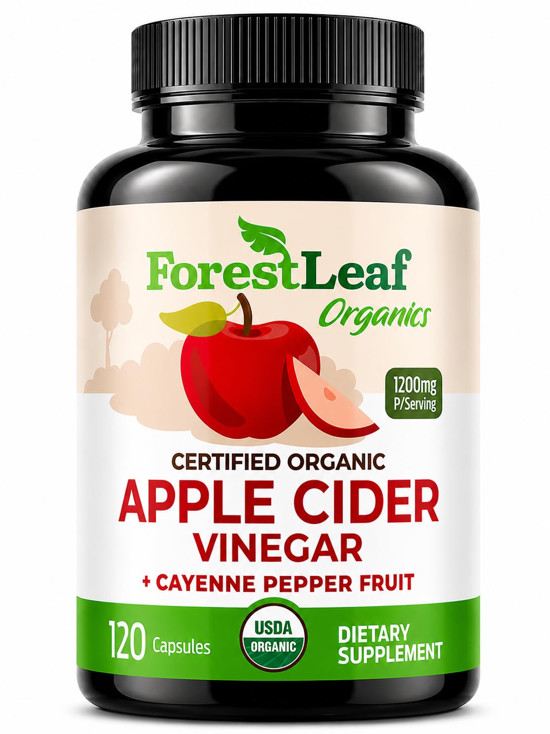 ForestLeaf Apple Cider Vinegar Capsules 1200 mg - 120 Capsules
