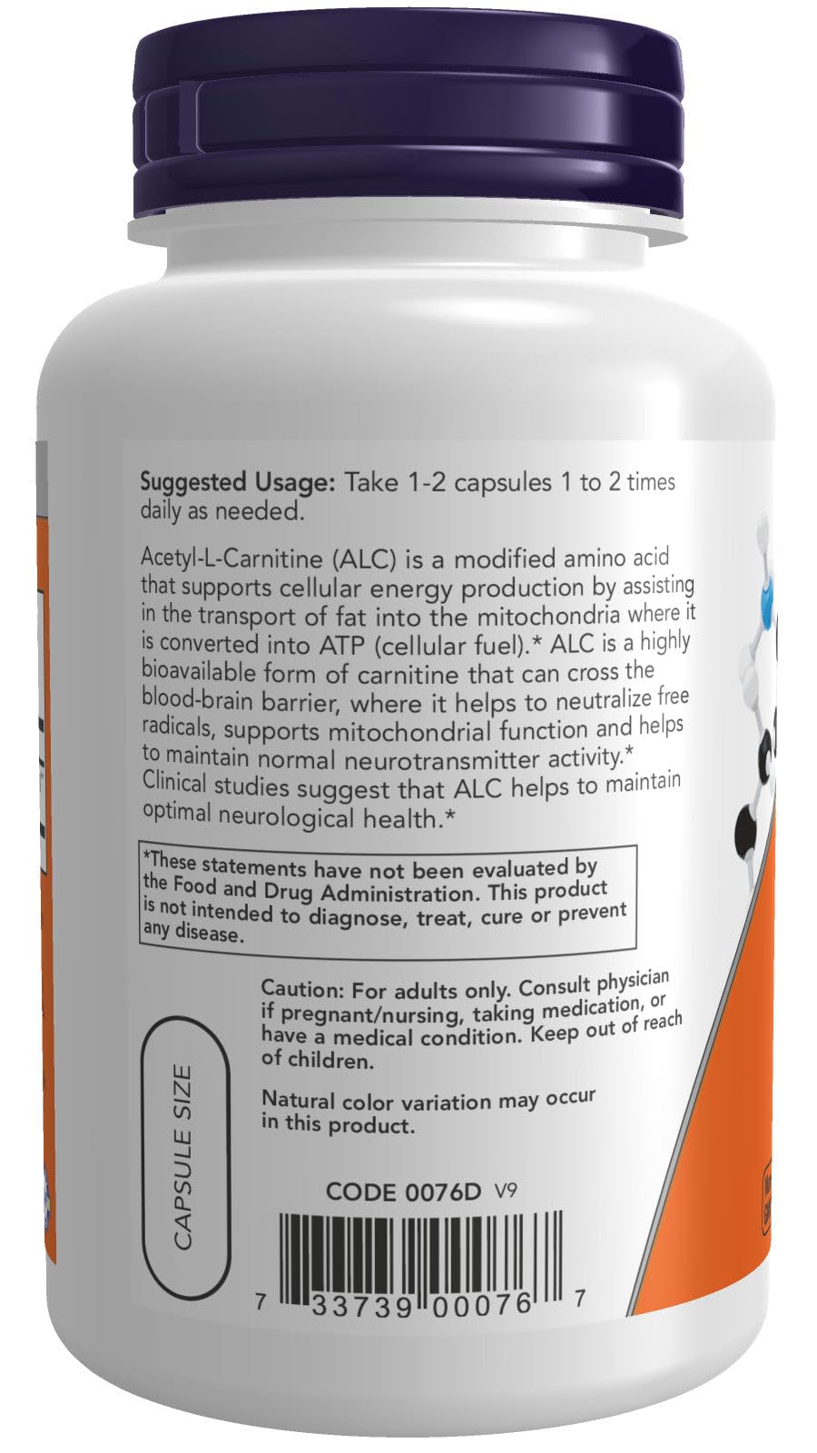 Now Foods Acetyl L-Carnitine 500 mg - 100 Capsules - image 3