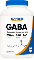 Nutricost GABA 750mg - 240 Vegetarian Capsules