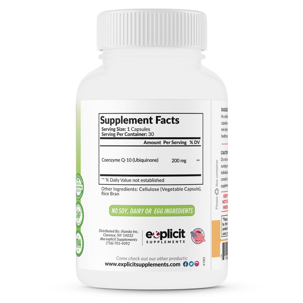 eXplicit Supplements Max Strength CoQ10 200mg Heart Health - 120 Capsules - image 3