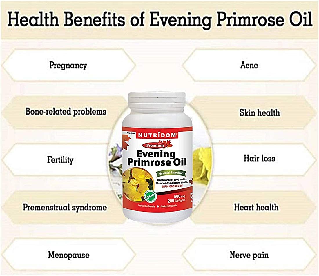 Nutridom Evening Primrose Oil Omega-6 & GLA 500mg - 200 Softgels - image 5