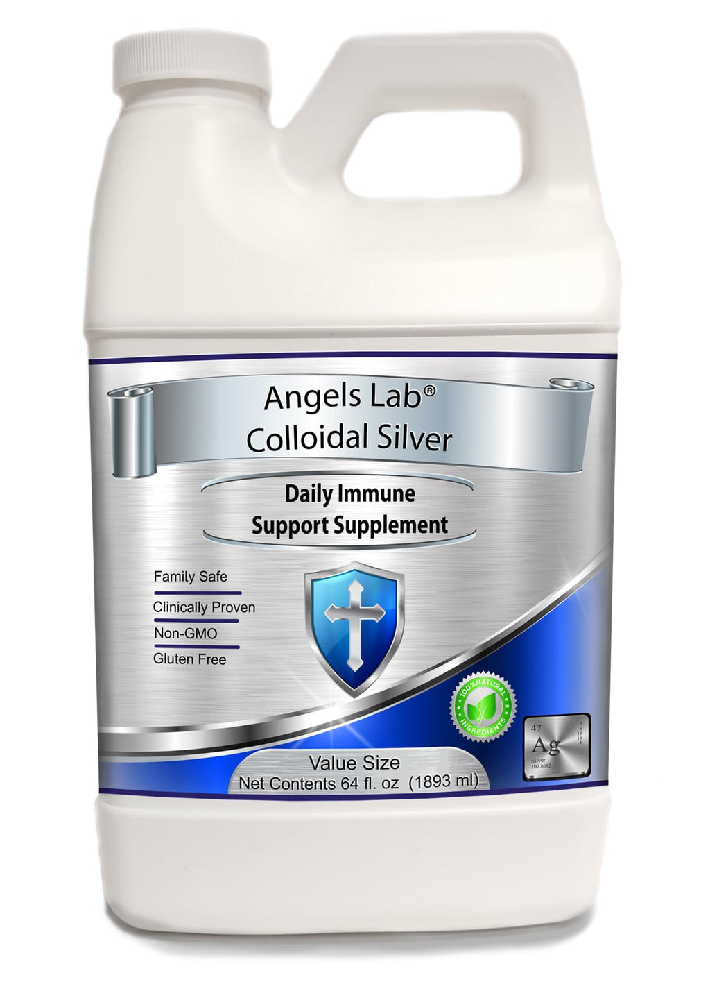 Angels Lab Colloidal Silver 10 PPM Nano Liquid - 64 fl oz