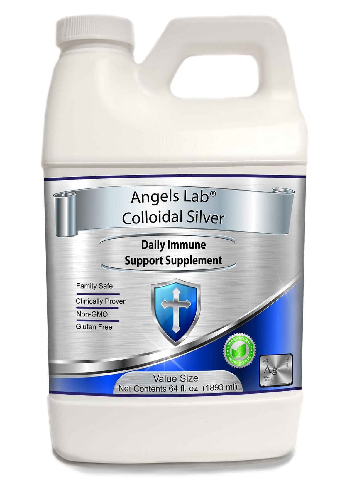 Angels Lab Colloidal Silver 10 PPM Nano Liquid - 64 fl oz