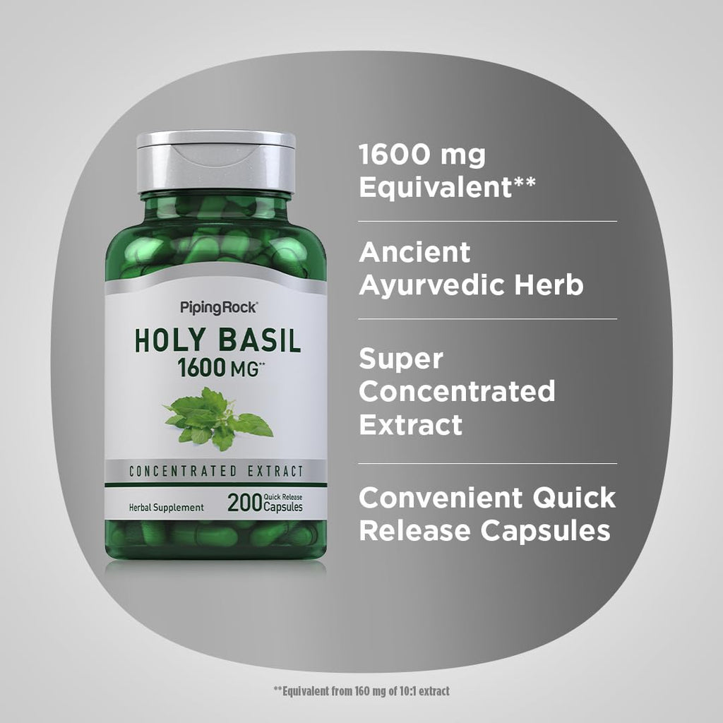 Piping Rock Holy Basil Supplement - 200 Capsules - image 4