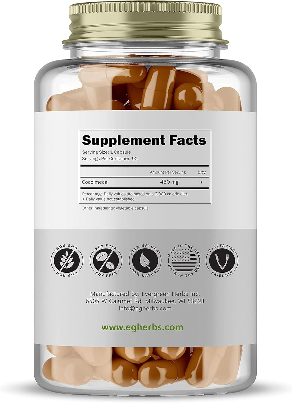 Evergreen Herbs Cocolmeca Capsules 450 mg - 90 Capsules - image 2
