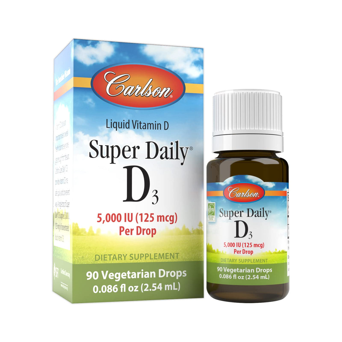 Carlson Super Daily D3 5000 IU Vitamin D3 Drops Heart Health - 90 Drops