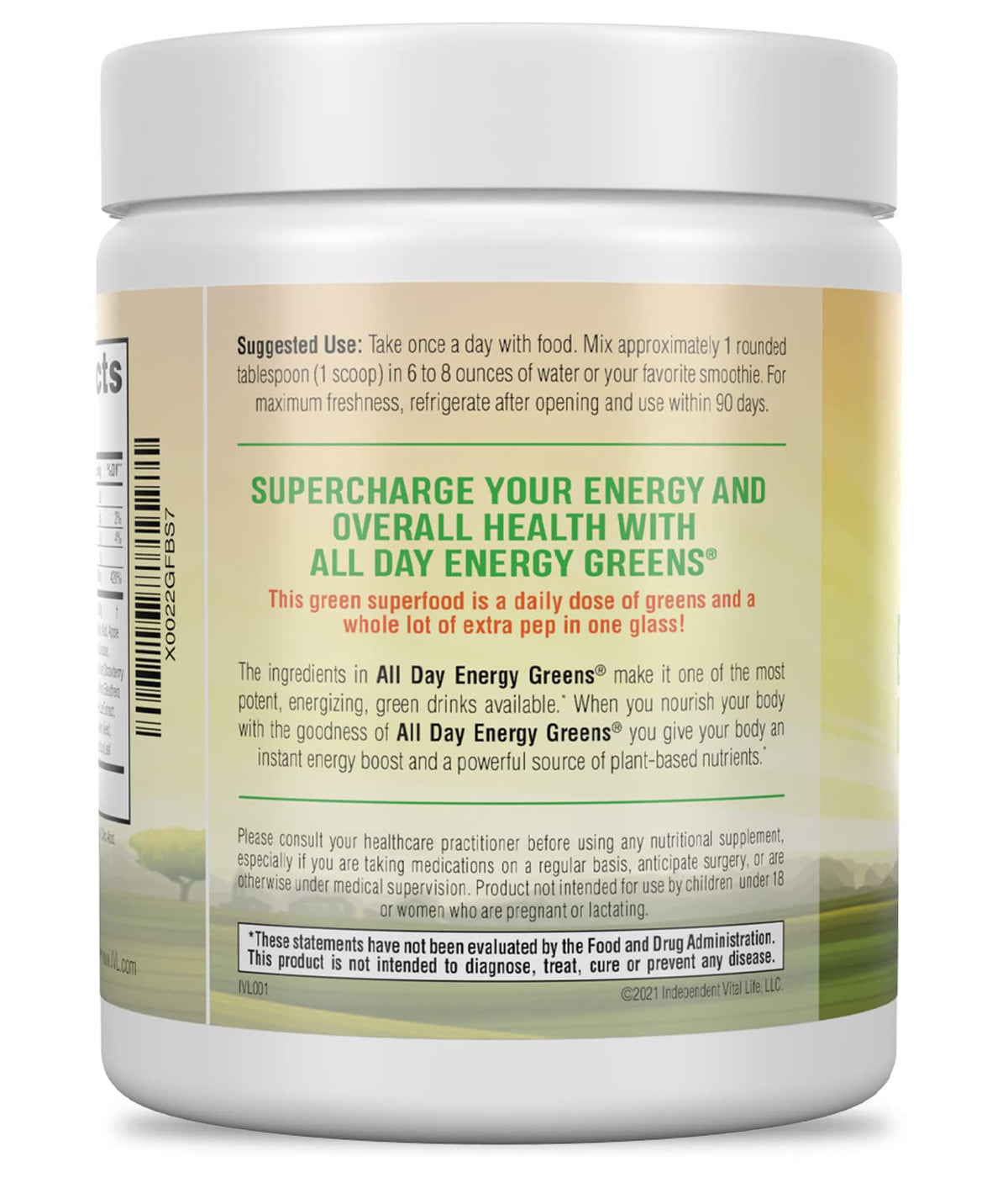 IVL All Day Energy Greens Powder for Nutrition & Digestion - 10.5 oz - image 2
