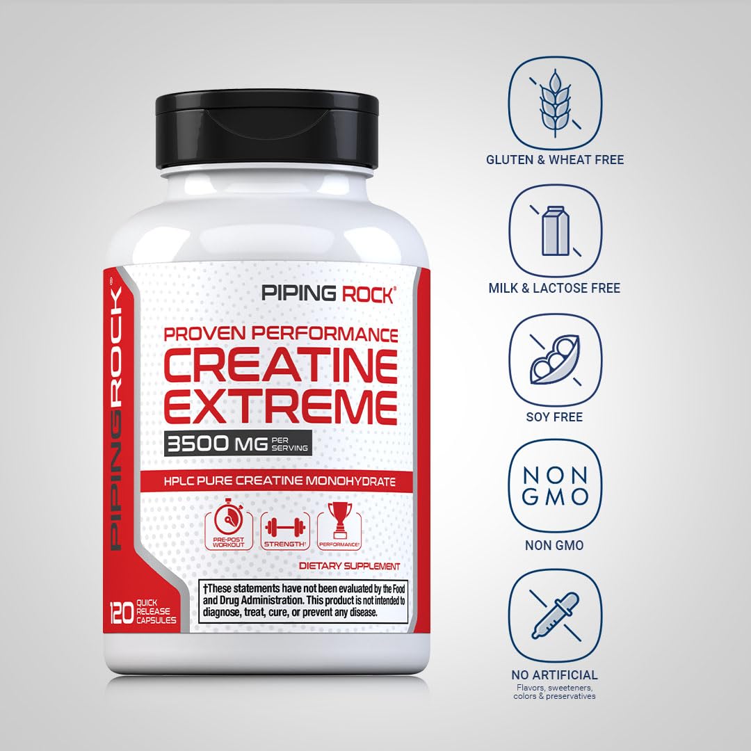 Piping Rock Creatine Monohydrate Capsules 3500 mg - 120 Capsules - image 3