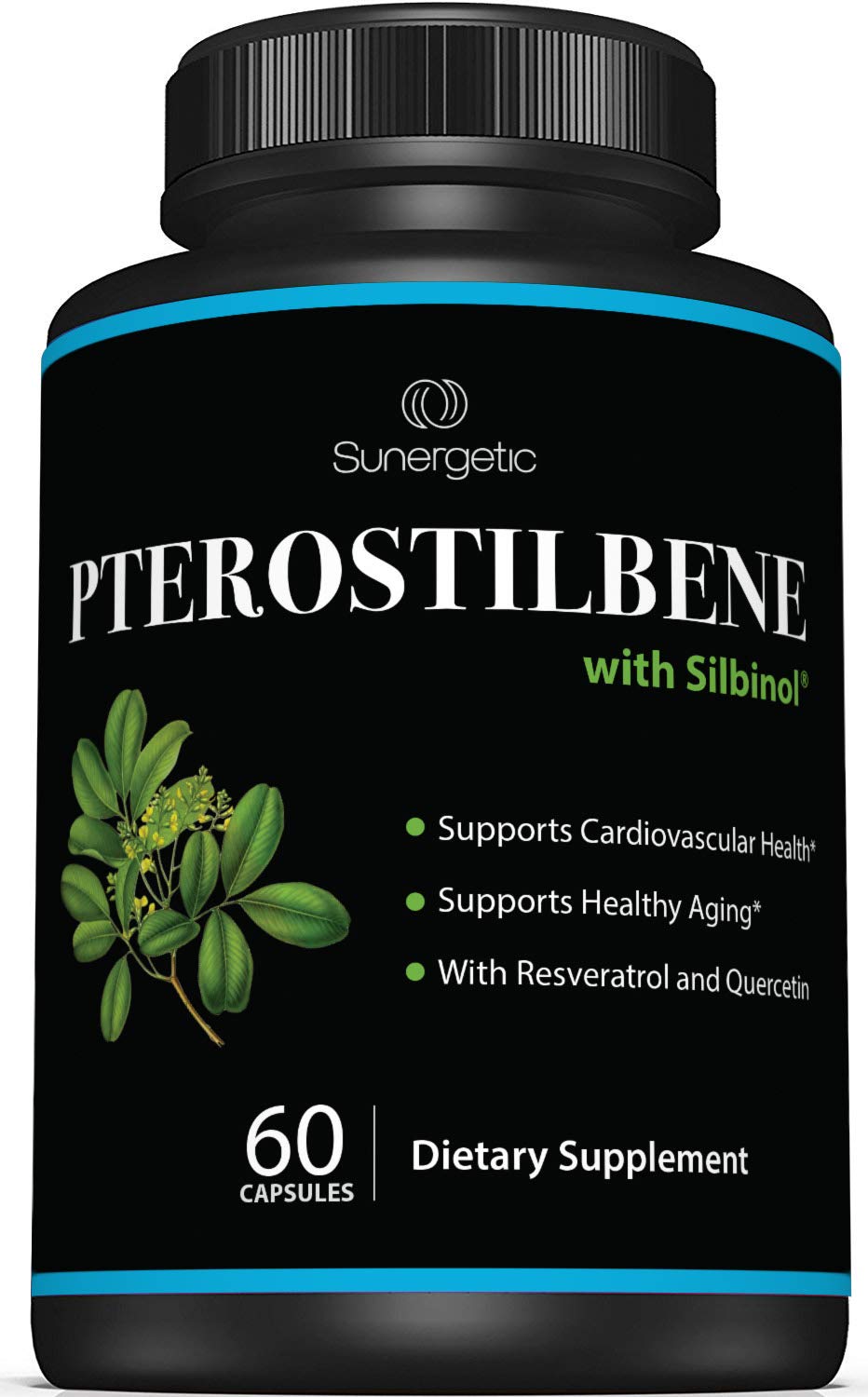 Sunergetic Pterostilbene with Resveratrol & Quercetin - 60 Capsules