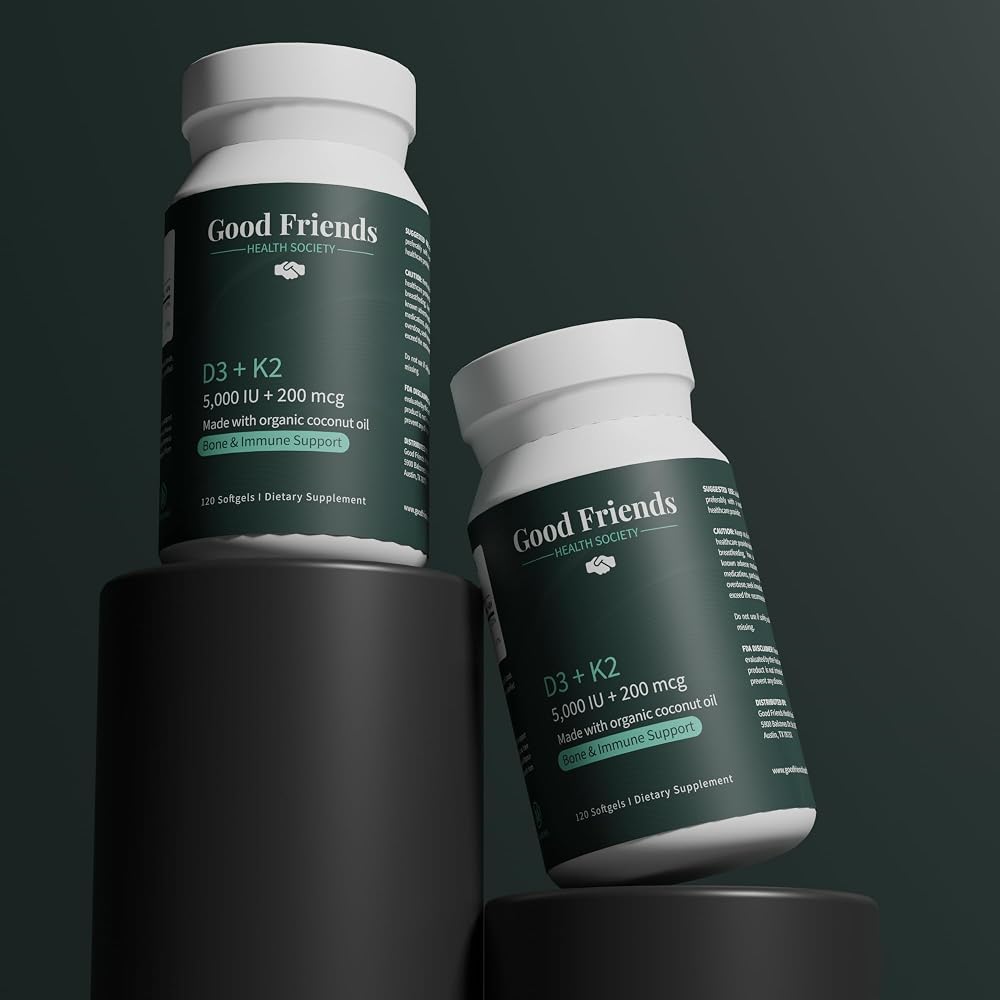 Good Friends Health Vitamin D3 5000 IU + K2 200 mcg - 120 Softgels - image 2