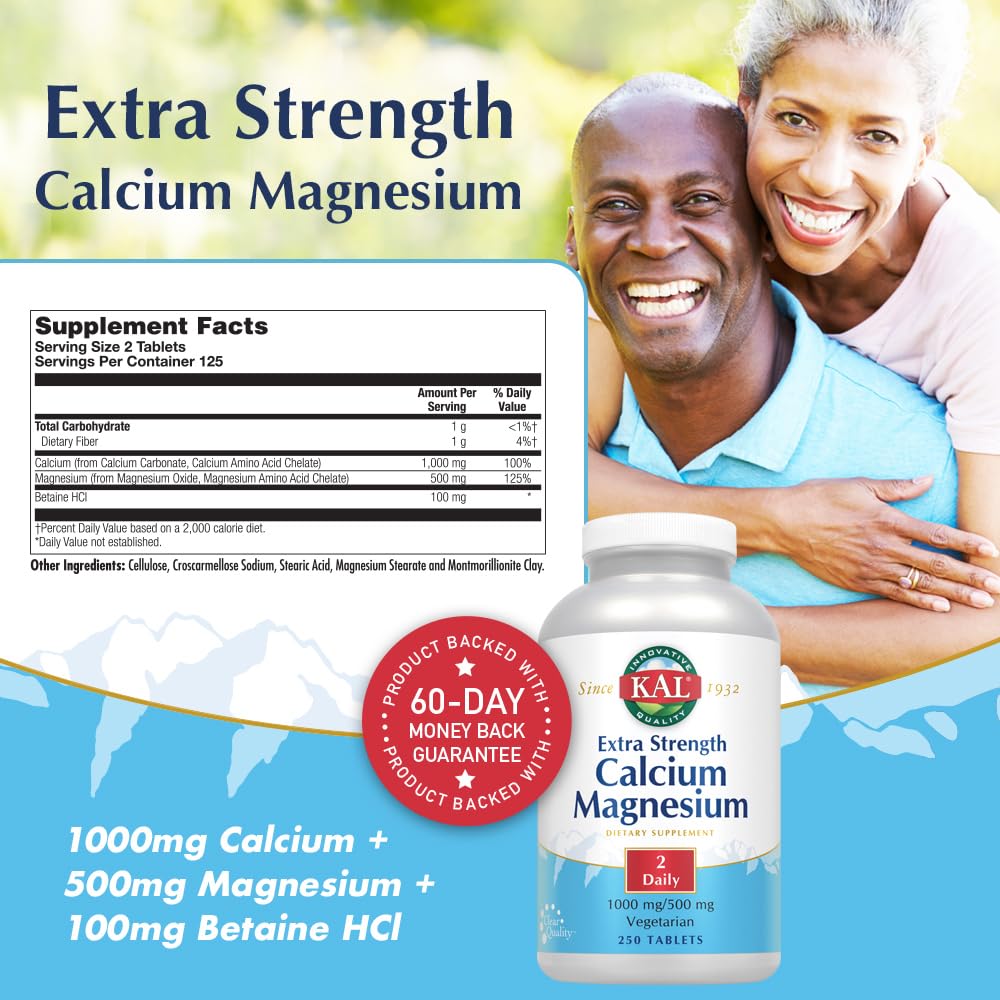 KAL Extra Strength Calcium Magnesium Supplement - 250 Tablets - image 2