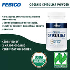 FEBICO Organic Spirulina Tablets 500mg - 180 Tablets - image 4