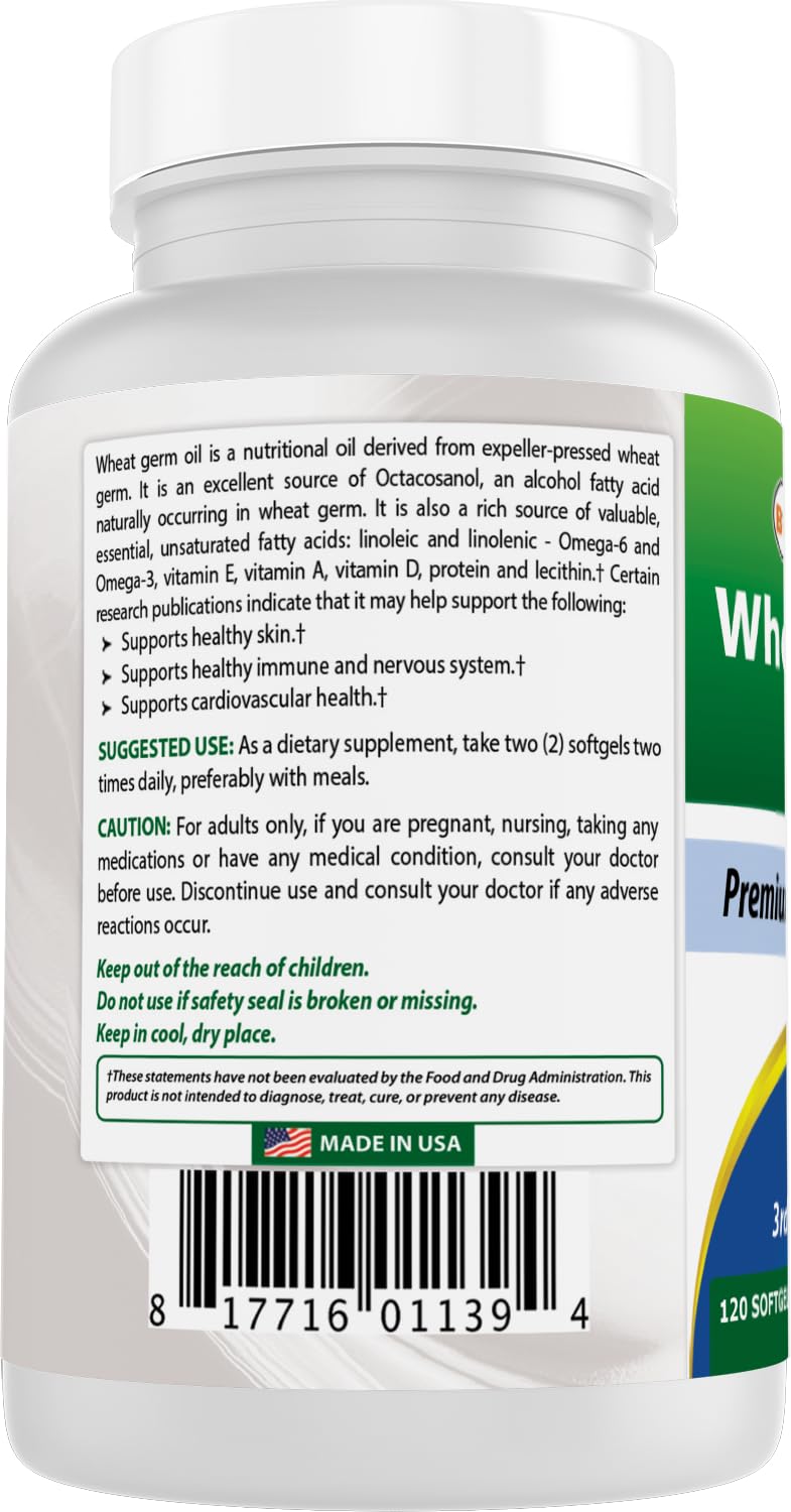 Best Naturals Wheat Germ Oil 1130 mg - 120 Softgels - image 7