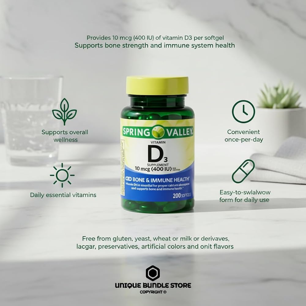 Unique Bundle Vitamin D3 10 mcg (400 IU) - 200 Softgels - image 3