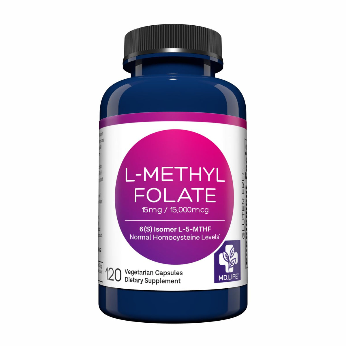 MD.LIFE L-Methylfolate 15 mg Professional Grade - 120 Capsules